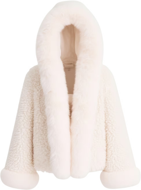 Women's Jumbo Kali White Faux Shearling Fur Trimmed Coat | Macy's