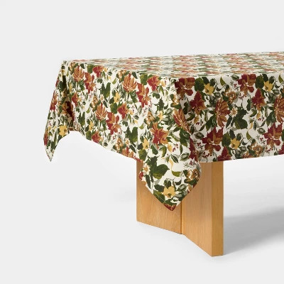 84"x60" Floral Tablecloth - Threshold™ designed with Studio McGee: Rectangle Cotton, Machine Washable, Multicolored | Target