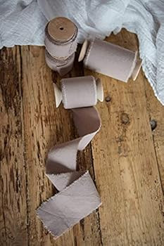 Amazon.com: Beige ribbon 1/2" 1" 2" 3 inch wide 5yd cotton Frayed edges hand dyed for Rustic wedd... | Amazon (US)