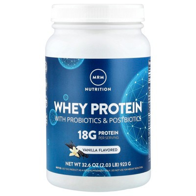 MRM Nutrition Whey Protein with Probiotics & Postbiotics, Vanilla, 2.03 lb (923 g) | Target