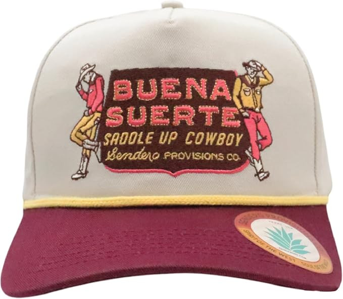 Sendero Provisions Co. Buena Suerte Adjustable Snapback Hat with Embroidered Patch (Cream/Maroon)... | Amazon (US)