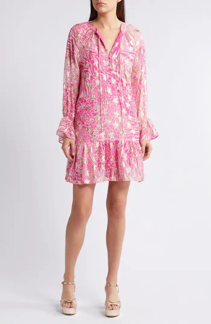 Harriet Metallic Star Animal Print Dress | Nordstrom