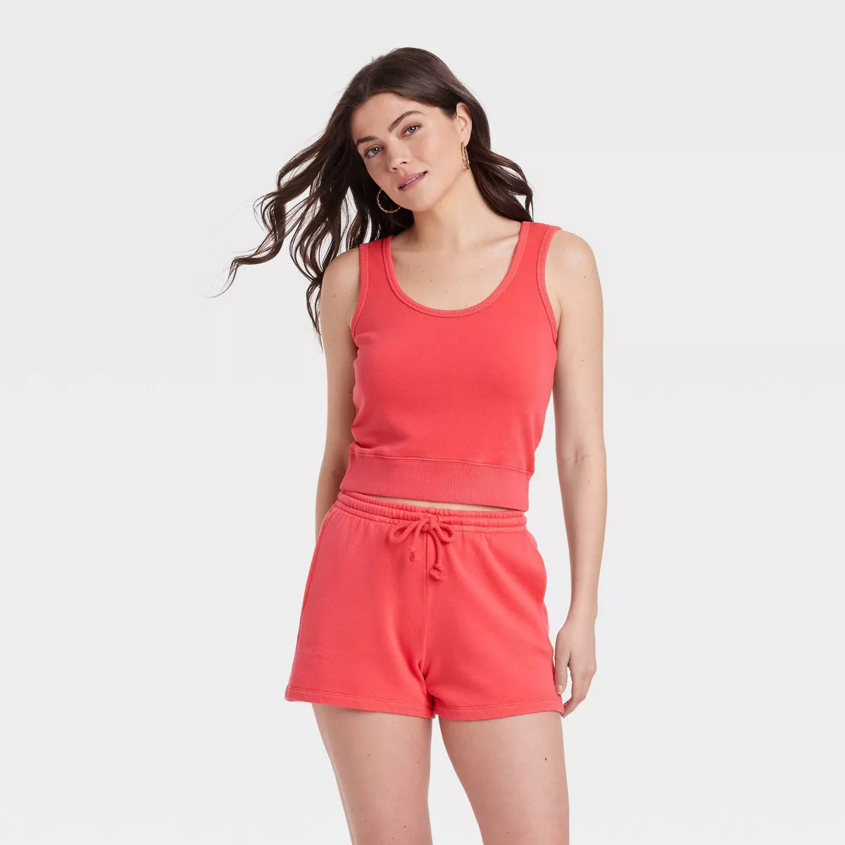 Women's Leisure Studio French Terry Tank Top - Universal Thread™ Coral Orange M: Heavyweight Co... | Target