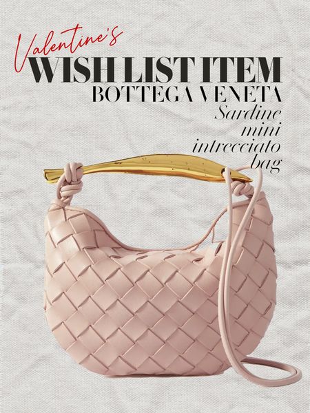 The only kind of sardine I like 💗🐟
Bottega Veneta Sardine mini intrecciato leather shoulder bag | Light pink dusky bag | Leather designer handbag | Gold | Valentine’s wish list | Gift ideas | Date night accessories 

#LTKMostLoved #LTKGiftGuide #LTKitbag