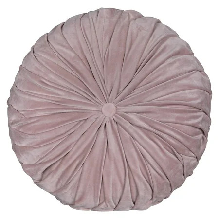Stratton Home Decor Round Tufted Velvet Light Pink Pillow | Walmart (US)