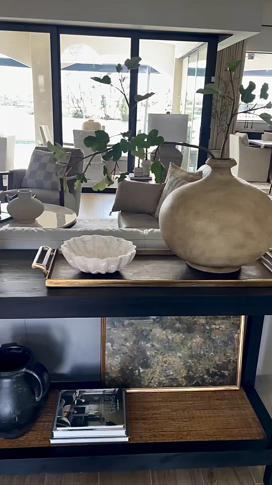 Travertine Scalloped Bowl
Console table decor, budget friendly, neutral decor, console table, large vases  pottery barn decor, Target art, family room decor #tjmaxx #target #potterybarn

#LTKFind #LTKhome #LTKSeasonal