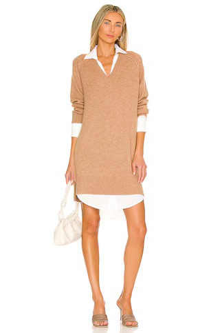 Brochu Walker Looker Vee Dress in Camel Melange & White Brown from Revolve.com | Revolve Clothing (Global)