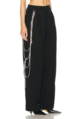 DARKPARK Phebe Crystal Chain Adorned Wide Leg Pant in Black | FWRD | FWRD 