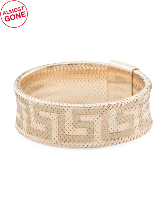 Made In Italy 14k Tgold Mesh Stretch Greek Key Ring | TJ Maxx