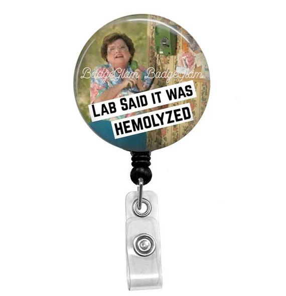 Lab said it was Hemolyzed Badge Reel - Funny Badge Reel - Hemolyzed badge reel -Retractable Badge... | Etsy (US)