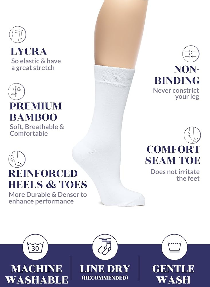 Hugh Ugoli Womens Bamboo Dress Socks, Thin Soft Crew Socks for Business, Trouser, Casual, Non-Bin... | Amazon (US)
