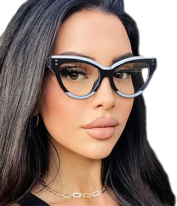 Rmerom Stylish Blue Light Glasses Non Prescription Frames for Women Cat Eye Fake Glasses Computer... | Amazon (US)