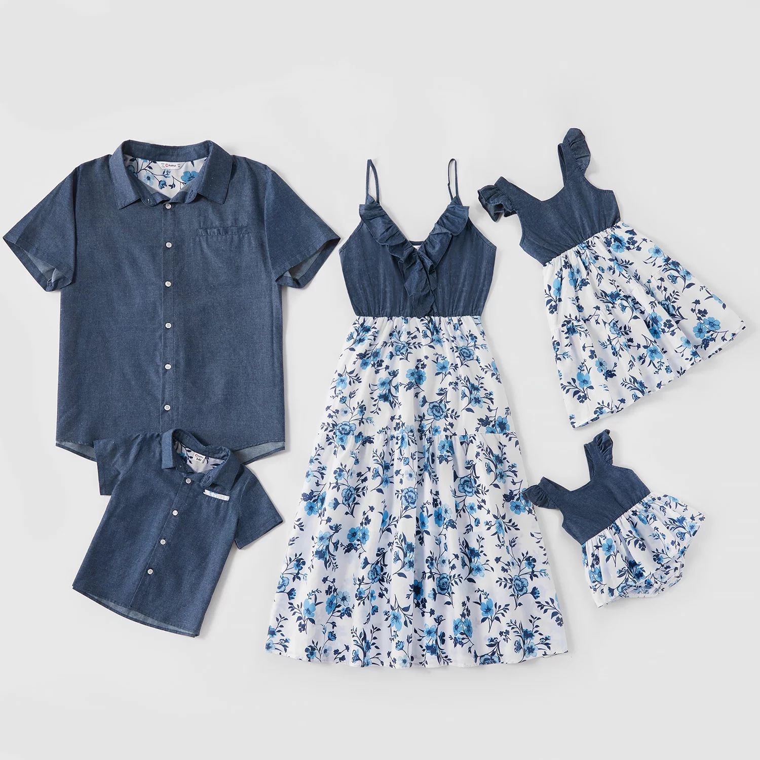 PatPat Mosaic Cotton Family Matching Floral Flounce Tank Dresses and Denim Tops | Walmart (US)