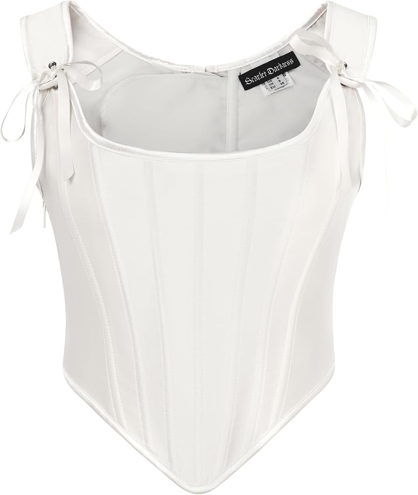 SCARLET DARKNESS Women's Renaissance Corset Top Lace-up Corsets Vintage Satin Vest Bustier | Amazon (UK)