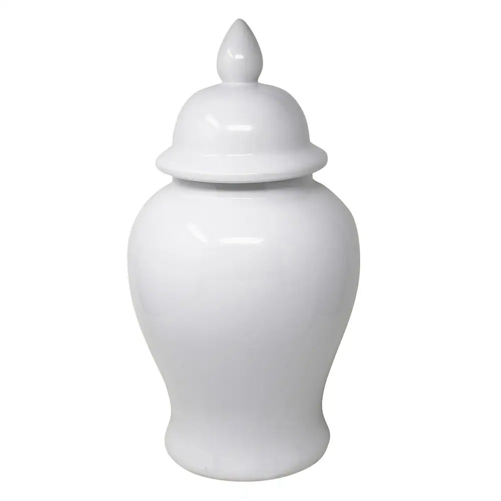 Decorative Ceramic Temple Jar with Covered Top Lid, Large, White | Bed Bath & Beyond