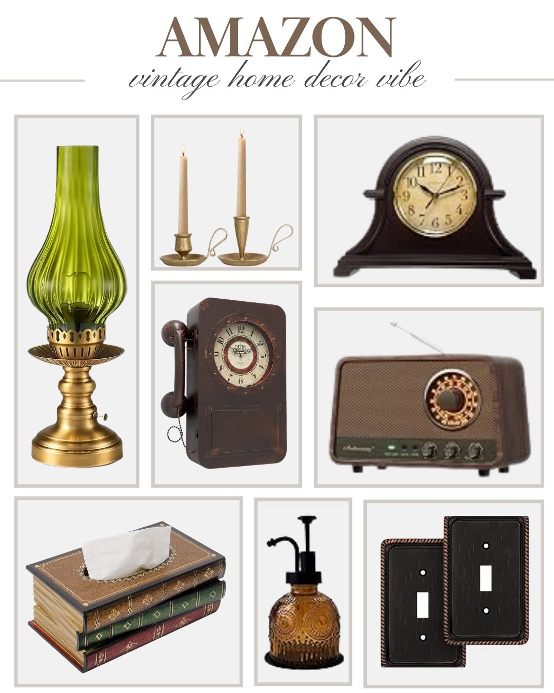 A few vintage-inspired Amazon home finds I’m loving 🤎 Classic pieces that make a space feel collected and timeless.

Vintage home decor, Amazon home, vintage finds, home decor, collected home, cozy home, Amazon finds

#LTKHome