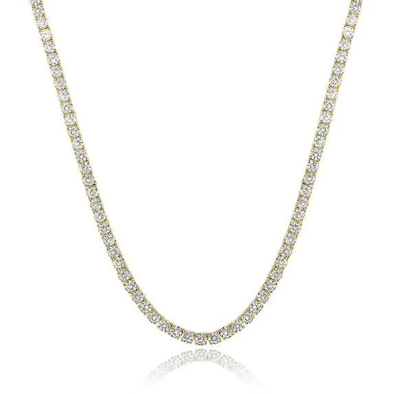 GEMSME 18K Yellow Gold / White Gold Plated 4.0mm Round Cubic Zirconia Classic Tennis Necklace 16/... | Walmart (US)