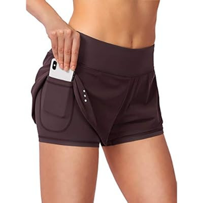 Soothfeel Women's Running Shorts with Zipper Pocket 2 in 1 High Wasited Workout… | Amazon (US)