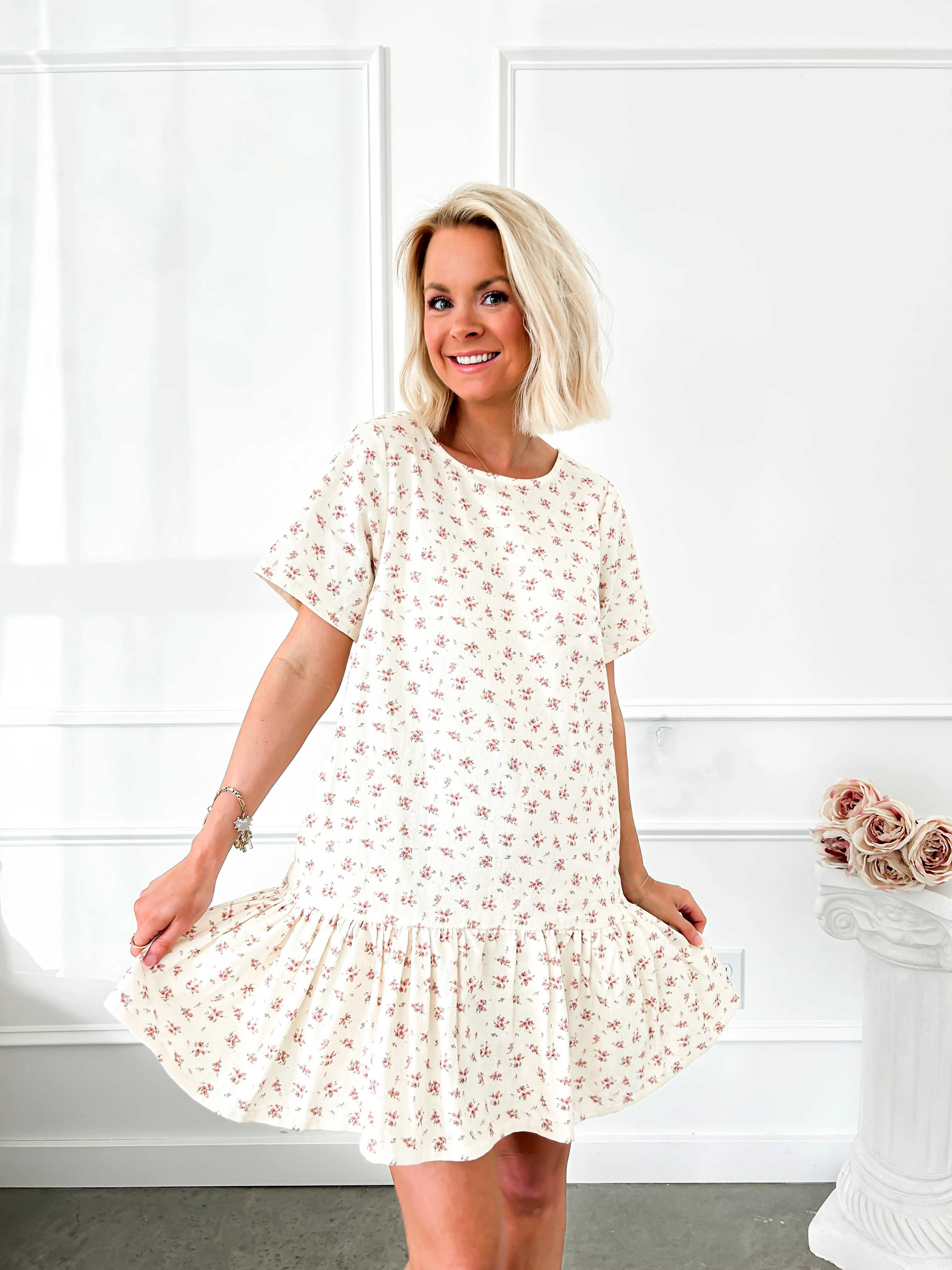 In Plain Sight Ivory Floral Dress | Flourish in Frills