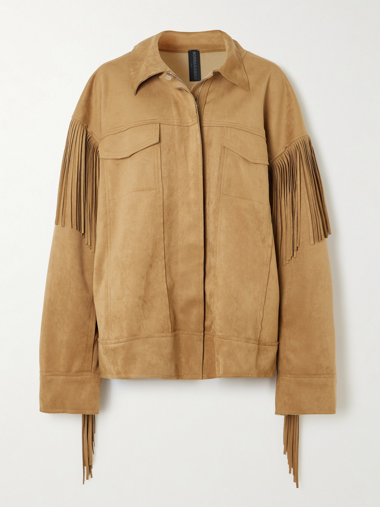 Norma Kamali - Fringed Oversized Brushed Jacket - Brown | NET-A-PORTER (US)