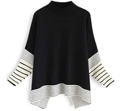 CHICWISH Women's Mustard/Black/Caramel/Olive/Grey Striped Oversize Soft Knit Cape Sweater Pullove... | Amazon (US)