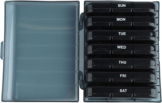 Portable 3 Times A Day 7 Day Organizer 21 Grid Black Box for Travel with Odorless Plastic Case (B... | Amazon (US)