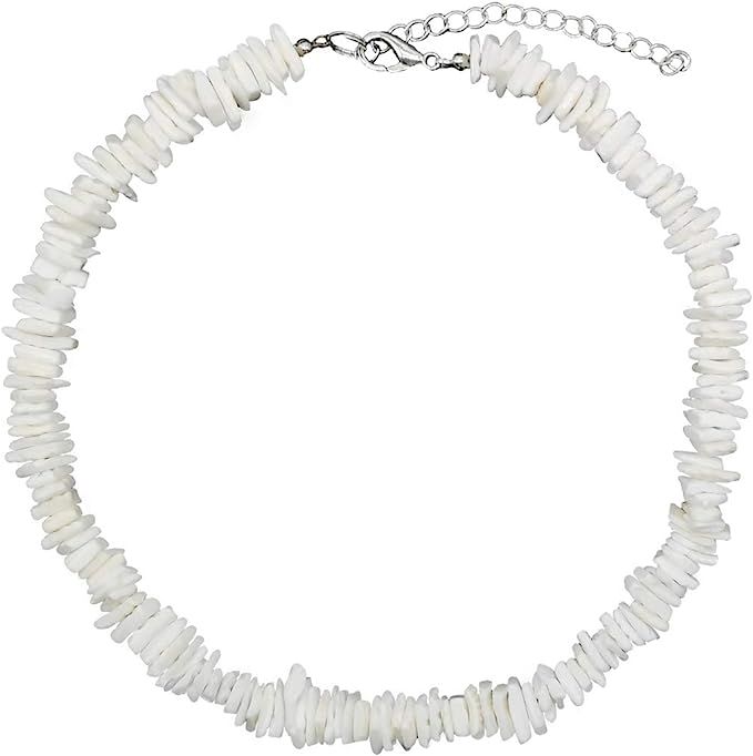 ZYIJUNY Women White Conch Clam Chips puka Shell Necklace Collar Choker with Extended Chain for Gi... | Amazon (US)