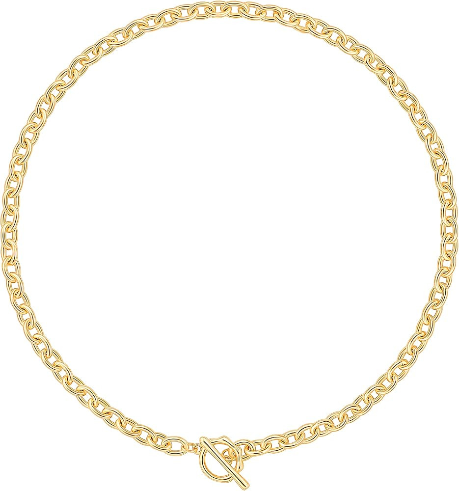 Aobei Pearl 18K Gold Paperclip Chain Choker Satellite Chain Biwa Pearl Pendant Necklace Dainty Je... | Amazon (US)