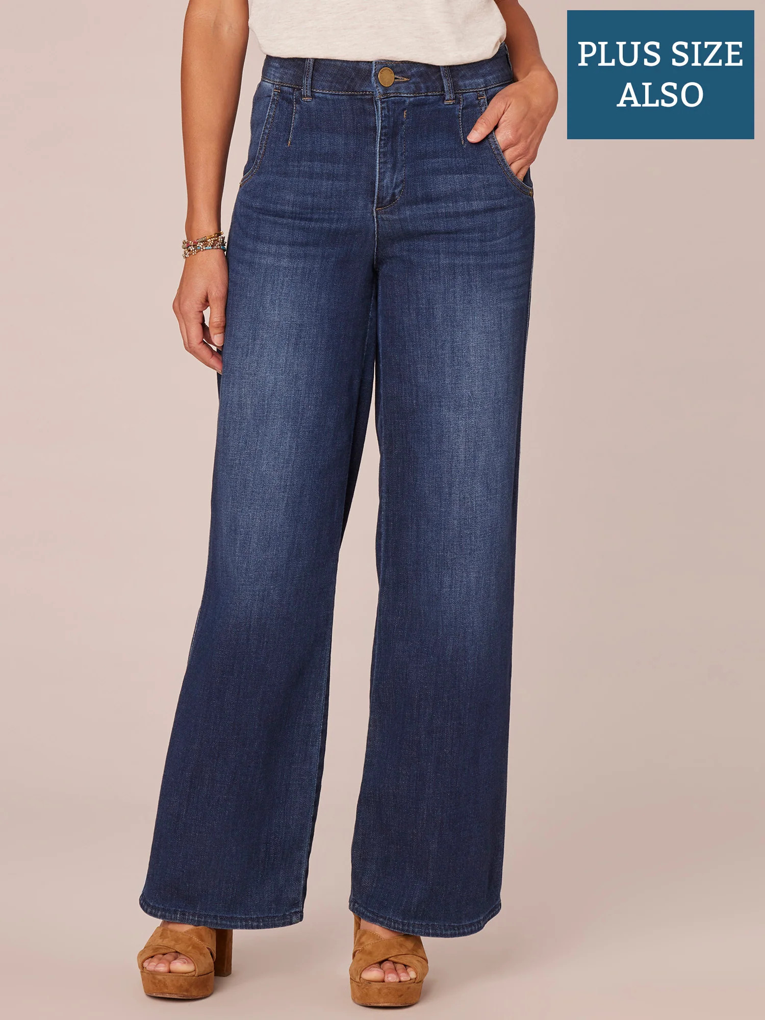 "Ab"solution Skyrise Wide Leg Plus Size Jeans with Tulip Hem | Democracy Clothing