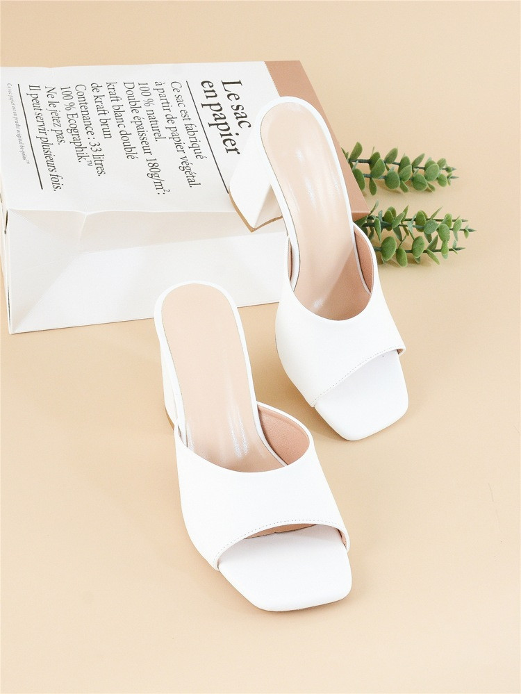 Minimalist Chunky Heeled Mule Sandals | SHEIN