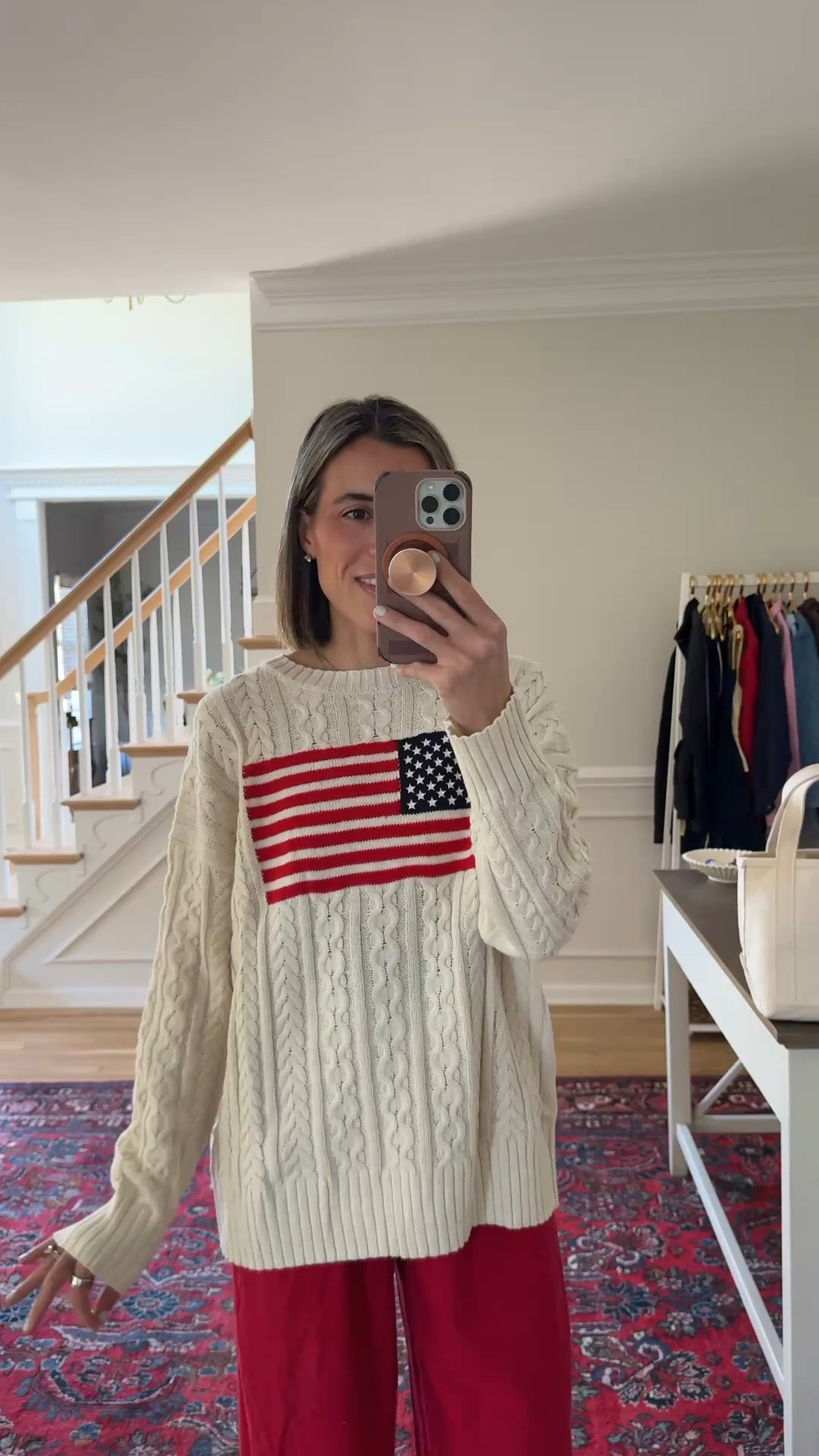 Flag sweater size medium 
Pants XS