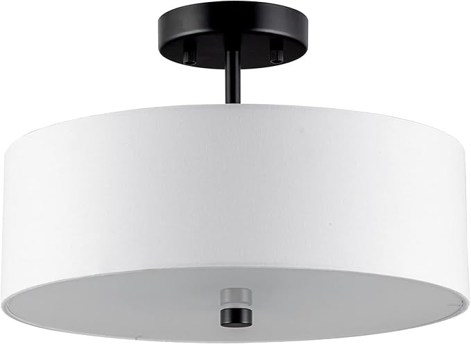 Ludil 3-Light Semi Flush Mount Ceiling Light Fixture, 13" Black Drum Light, Modern Close to Ceili... | Amazon (US)