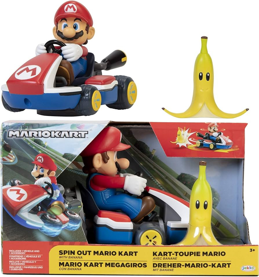 SUPER MARIO Spin Out 2.5" Mariokart - Mario Racer Vehicle , Yellow | Amazon (US)