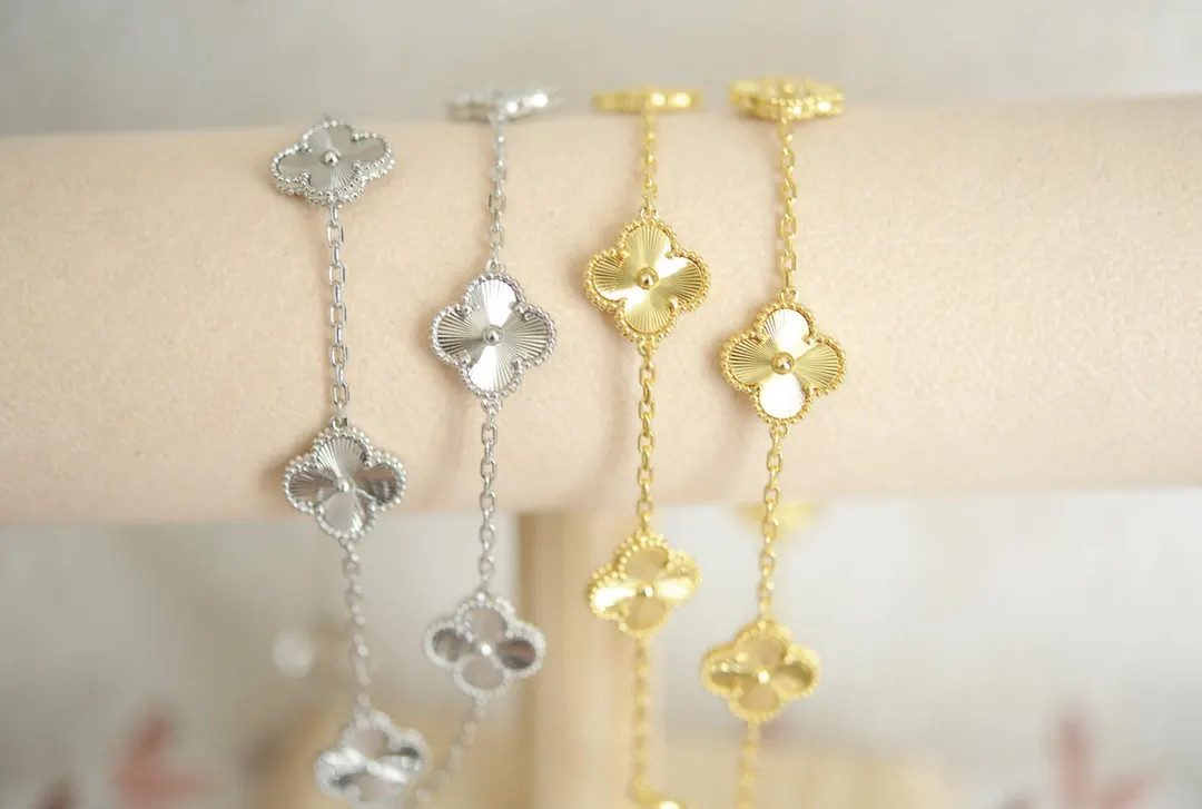 Guilloche 10 clover necklace, Gold Four leaf clover 18k gold plated silver, 15mm ten clover neckl... | Etsy (US)