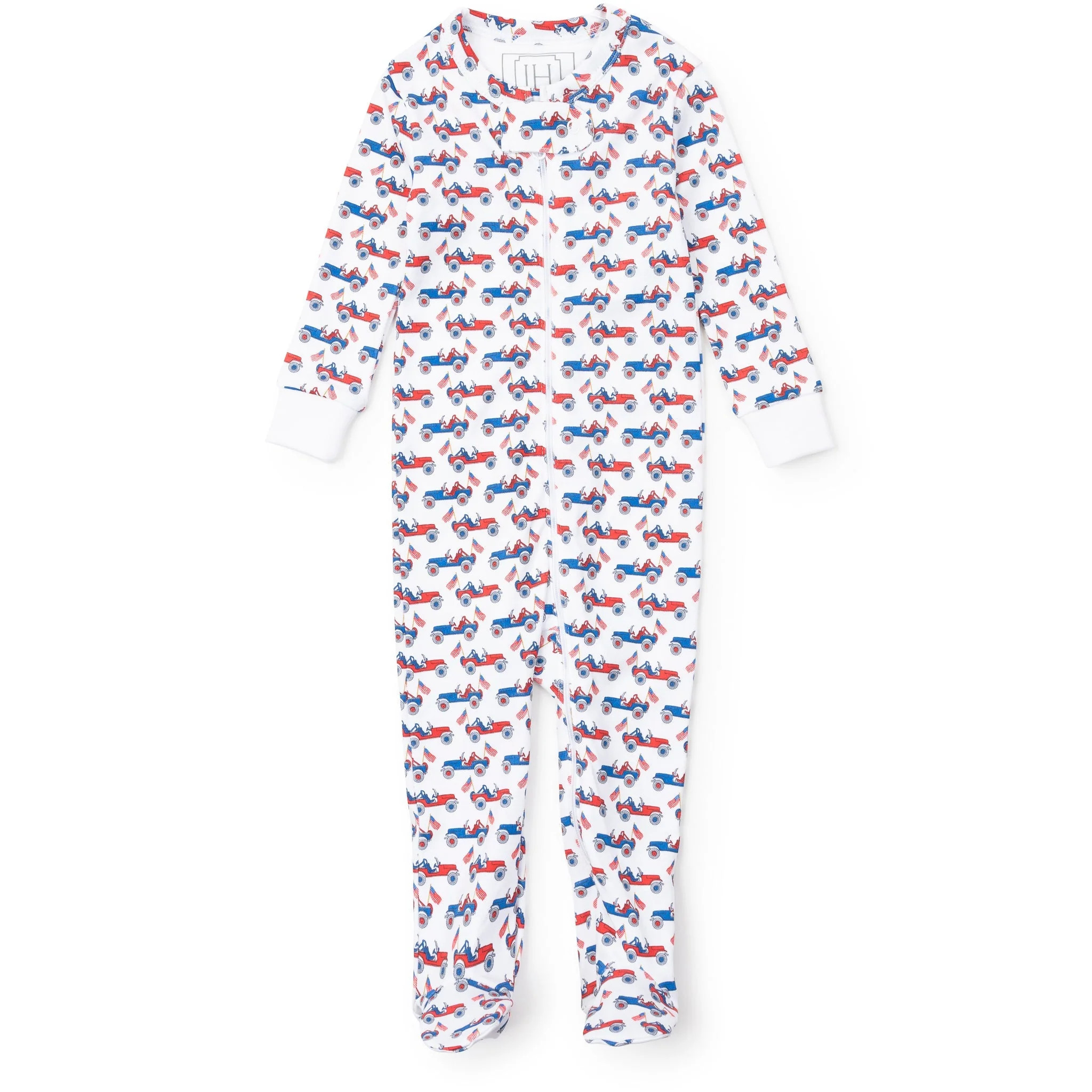 Parker Boys' Zipper Pajama - Patriotic Jeeps | JoJo Mommy