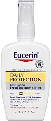 Eucerin Daily Protection Face Lotion - Broad Spectrum SPF 30 - Moisturizes and Protects Sensitive... | Amazon (US)