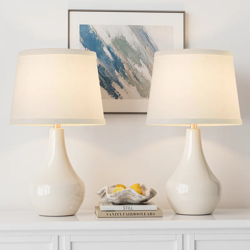 19.5'' Ceramic Bedside Table Lamp with Socket Switch (Set of 2) | Wayfair North America