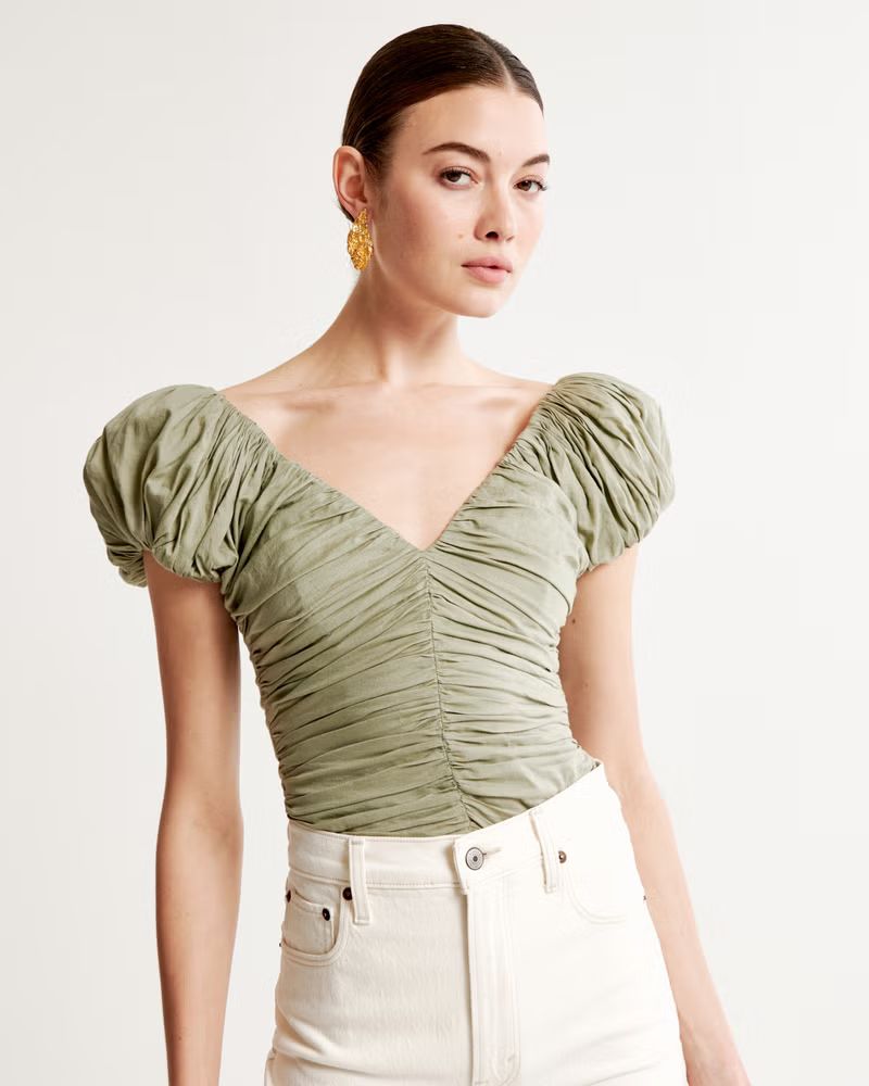 Drama Puff Sleeve Ruched Top | Abercrombie & Fitch (US)