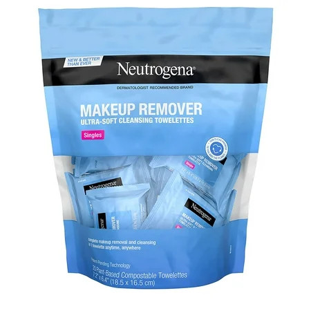 Neutrogena Makeup Remover Cleansing Towelette Singles Daily Face Wipes to Remove Dirt Oil Makeup & Waterproof Mascara Individually Wrapped 20 ea (Pack of 2) | Walmart (US)