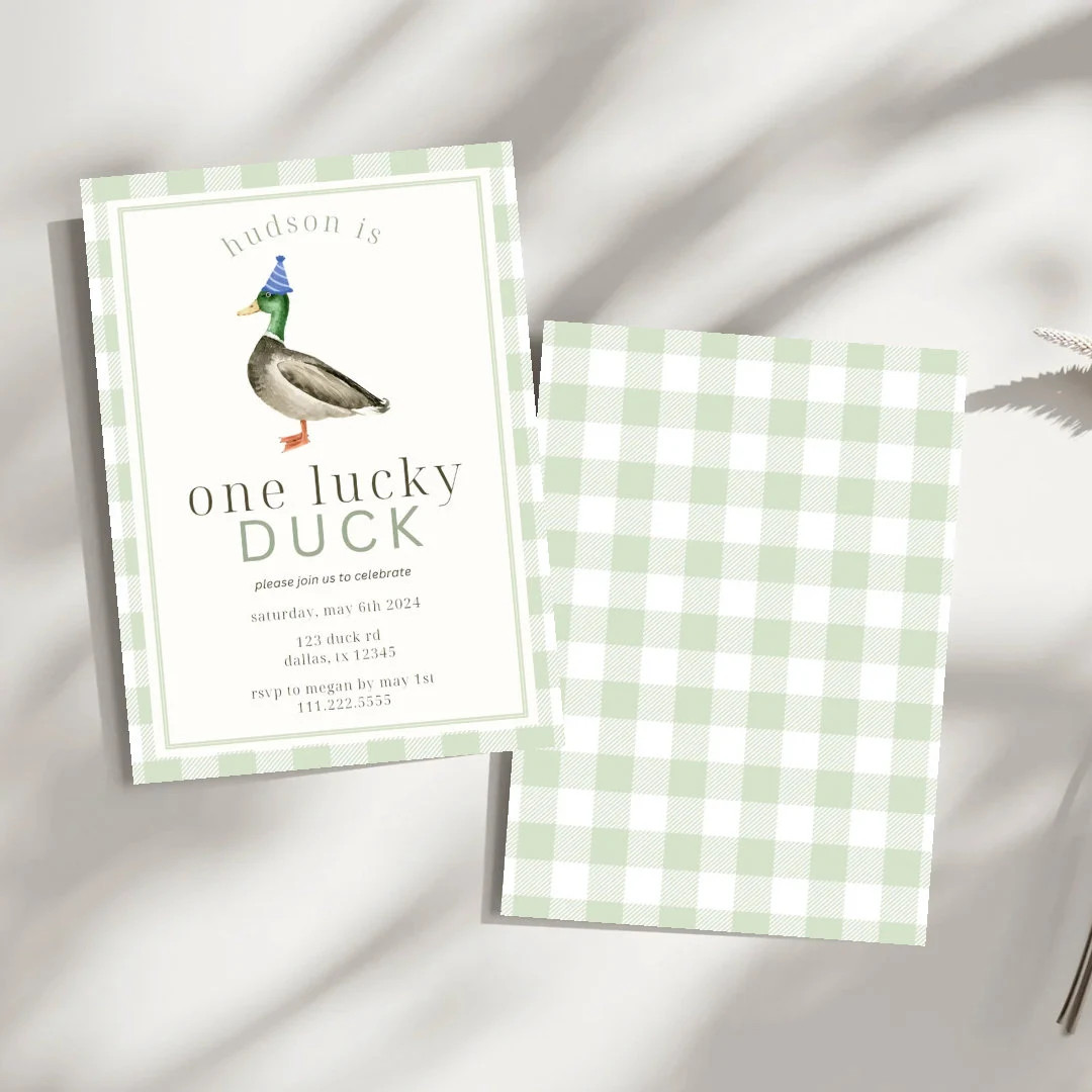 One Lucky Duck Editable Birthday Invitation | One Lucky Duck First Birthday Template | Instant Do... | Etsy (US)