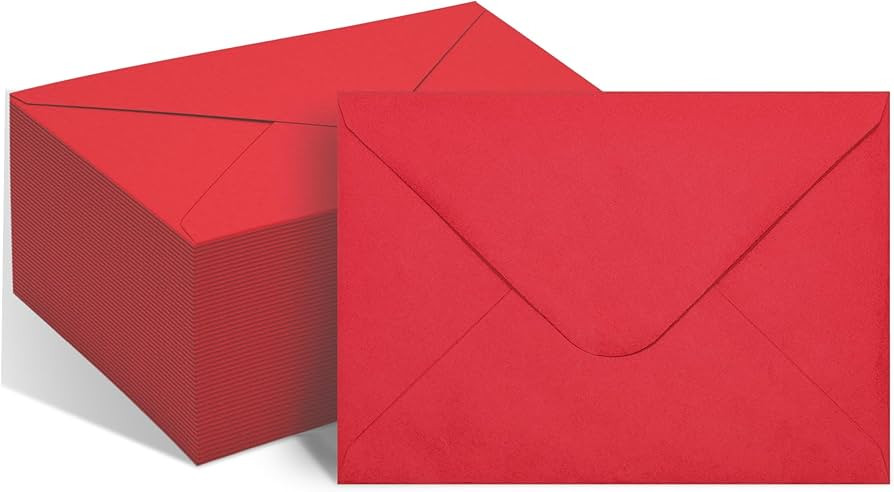 50 Packs of A7 Envelopes for Invitation, Red 5x7 Envelopes with V Flap, Great for Graduation, Inv... | Amazon (US)