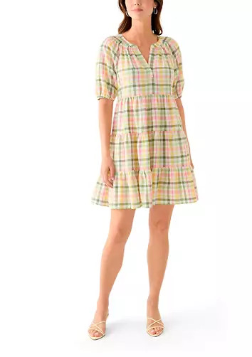 Women's Multi Plaid Printed Peasant Dress | Belk