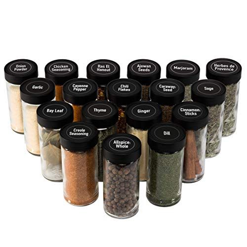 AllSpice 4 Ounce Glass Spice Jars (Same Size as Penzeys and Spice House) with Black Plastic Lids and | Amazon (US)