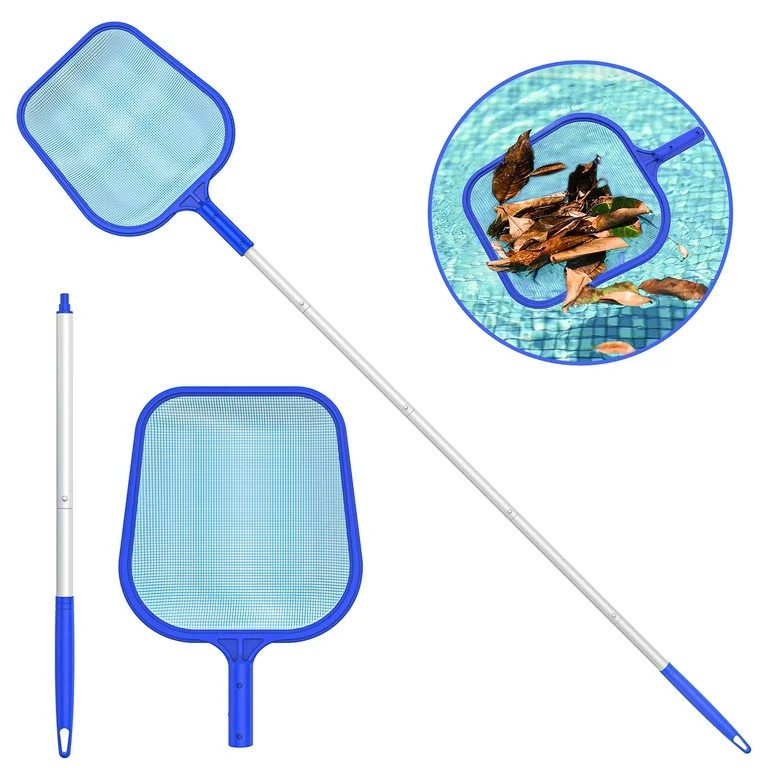 16.5" Pool Leaf Skimmer Net with Adjustable Aluminum Poles 5 Sections 6" Deep Ultra Fine Mesh Net... | Walmart (US)
