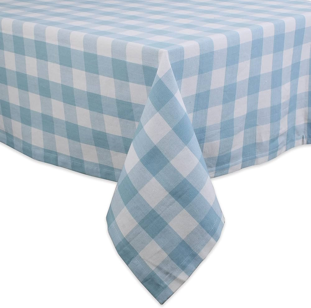 DII Buffalo Check Collection, Classic Farmhouse Tablecloth, Tablecloth, 52x52, Light Blue & White | Amazon (US)