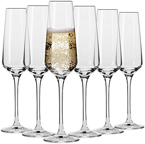 KROSNO Crystal Champagne Flute Glass | Set of 6 | 6.1 oz | Avant-Garde Collection | Perfect for H... | Amazon (US)