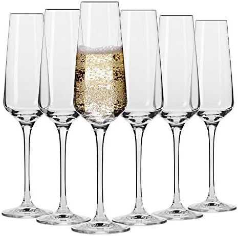 KROSNO Crystal Champagne Flute Glass | Set of 6 | 6.1 oz | Avant-Garde Collection | Perfect for H... | Amazon (US)