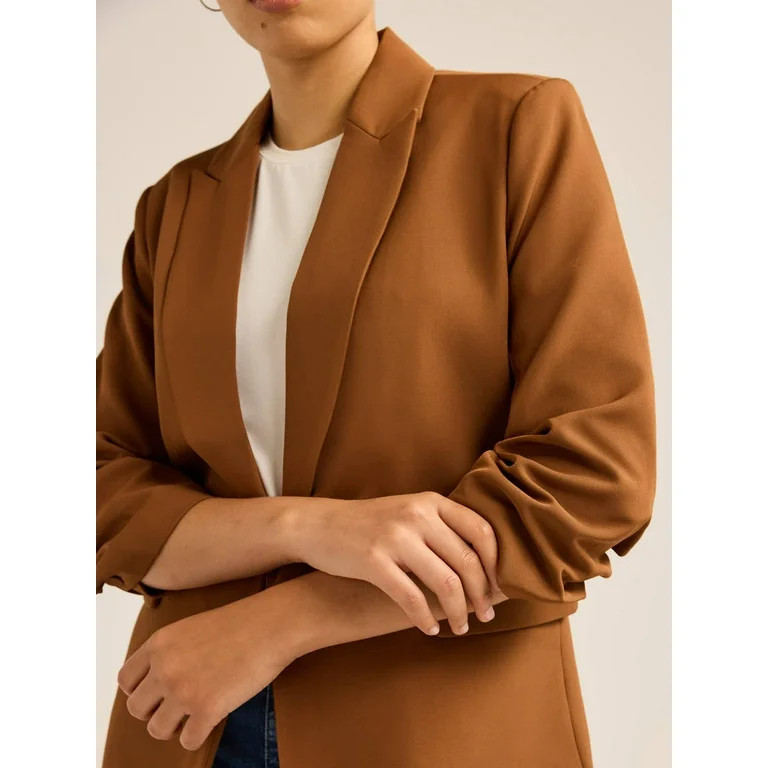 Scoop Women's Ultimate Crepe Scrunch Sleeve Blazer, Sizes XS-XXL | Walmart (US)