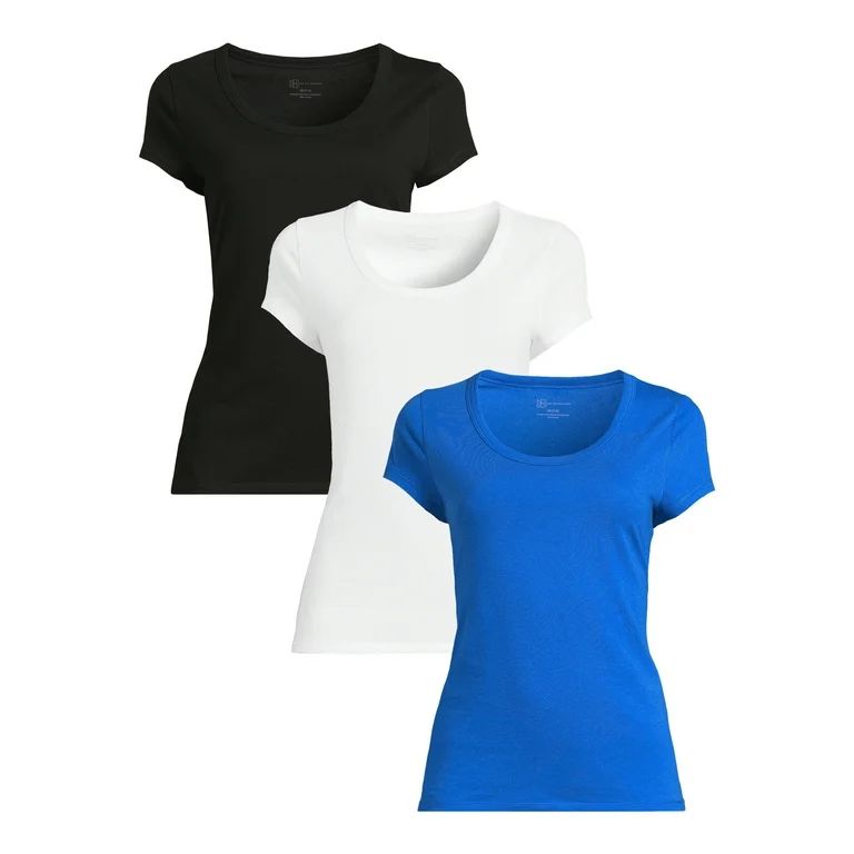 No Boundaries Juniors Scoop Neck T-Shirt with Short Sleeves, 3-Pack, Sizes S-3X - Walmart.com | Walmart (US)