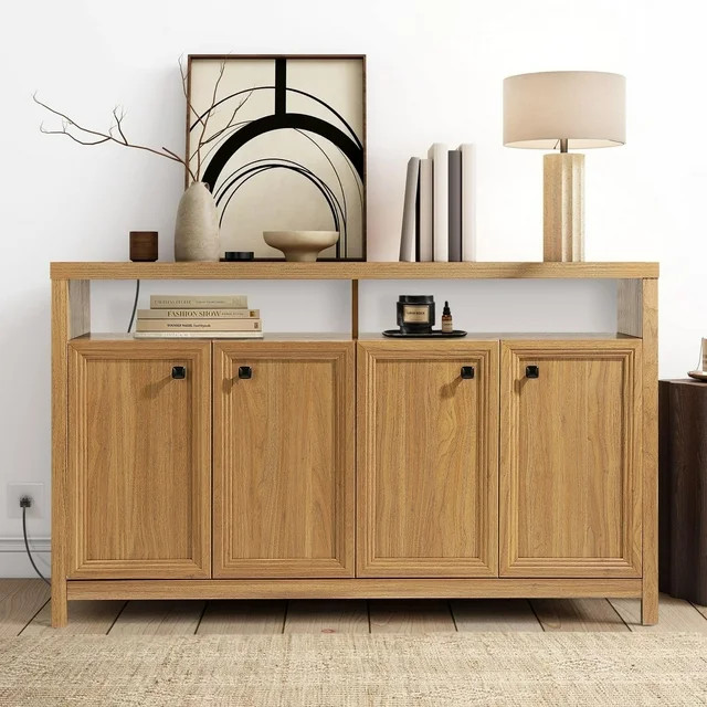 Buffet Cabinet Sideboard Pantry Kitchen Cabinet with Extra Thick MDF Panel Frame, Credenza Storag... | Walmart (US)